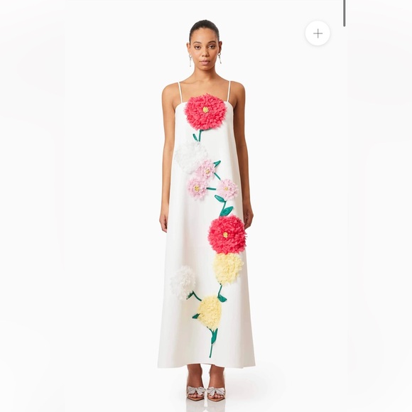 open lace back dress Elliatt Buttercup Embroidered Maxi Dress In Red main image 0